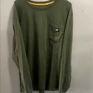 Tag Olive Long Sleeve Tee with Chest Pocket